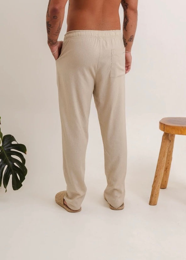 Calça em linho Off-White