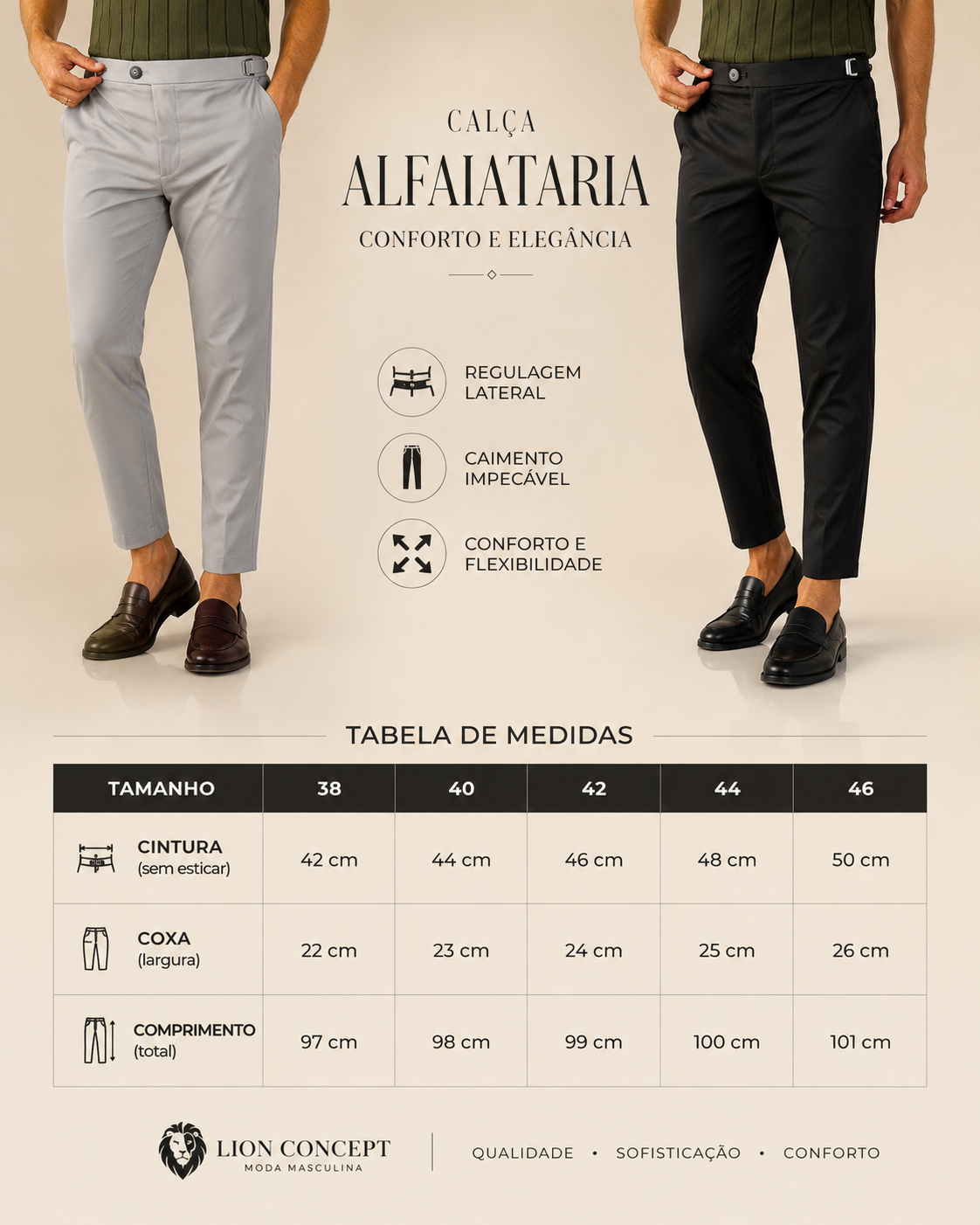 CALÇA ATENAS COM REGULAGEM